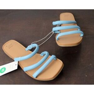 A‎ New Day Women's Size 10 Light Blue Triple Strap Slide Sandals New With Tags